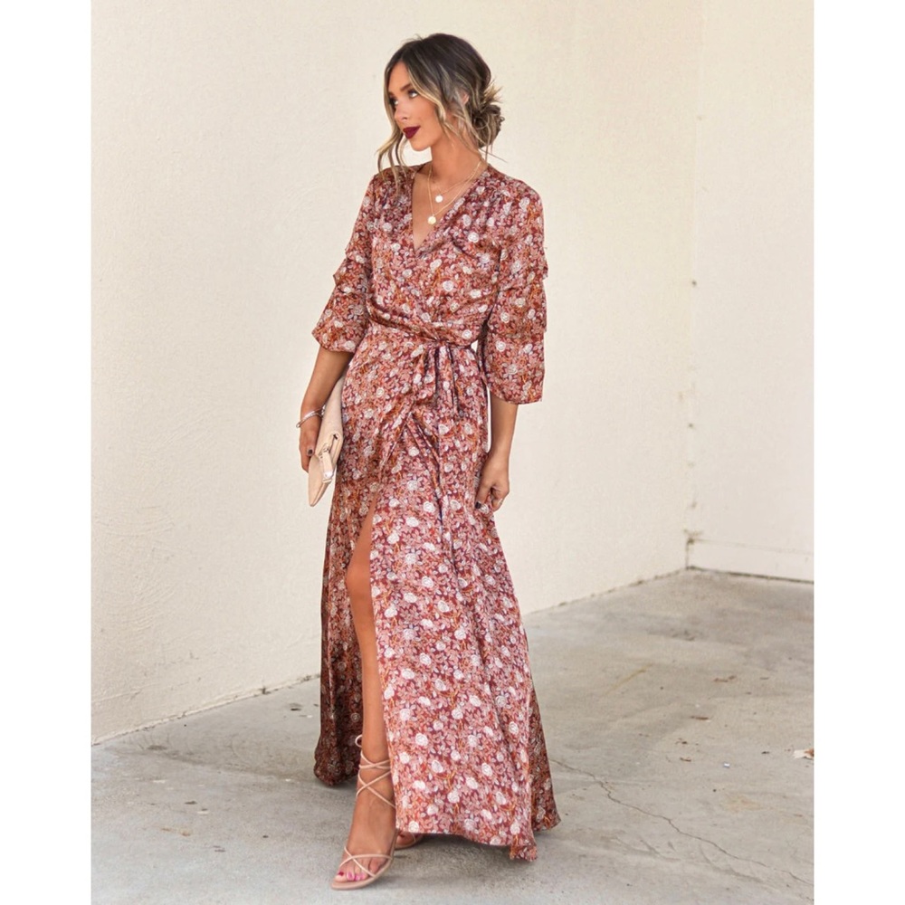 Satin floral maxi dress